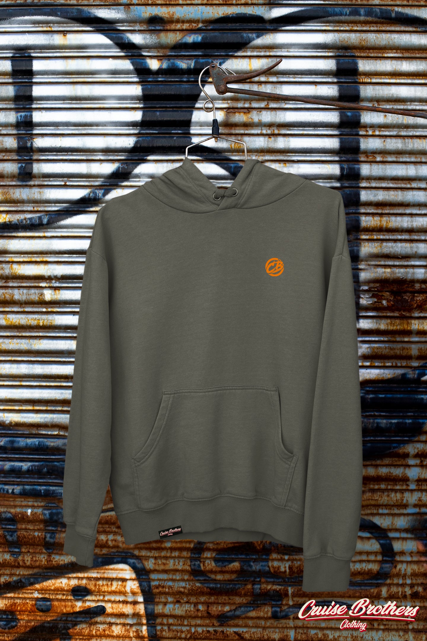 the classic hoodie - orange on khaki