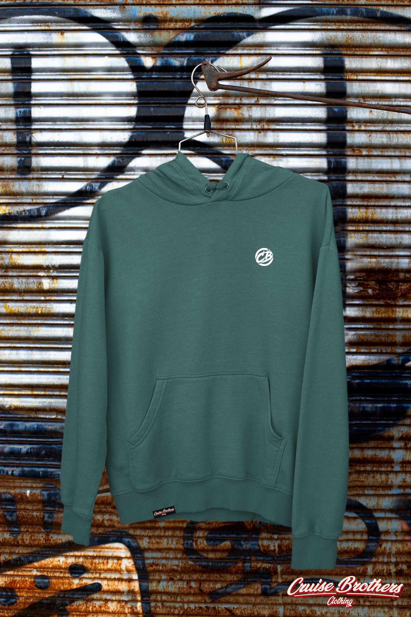 the classic hoodie - white on green