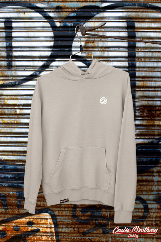 the classic hoodie - white on beige
